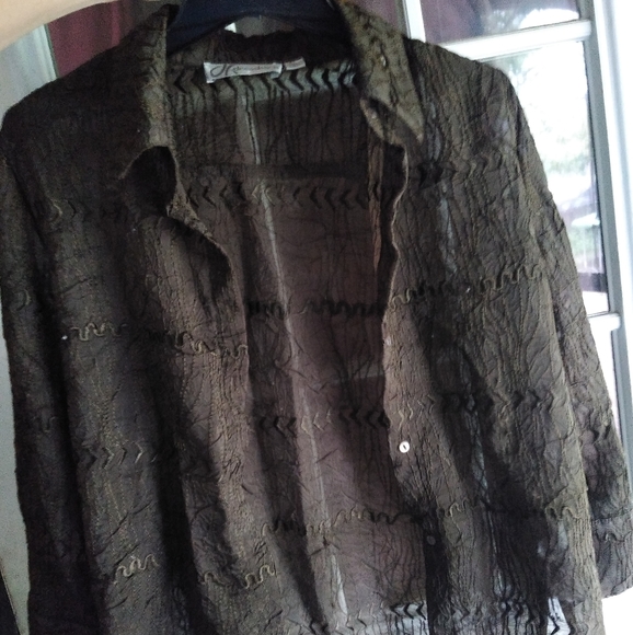 Was💲8! 🎉5/$20Dressbarn embroidered chiffon button down - Picture 4 of 9